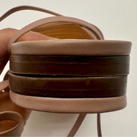 Valentino Garavani One Stud Gladiator Ankle Tie Wrap Flat Sandals Poudre EU 39.5 - Picture 9 of 12